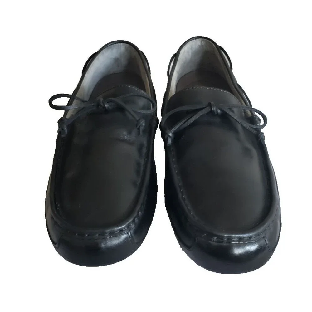UGG Australia Men's Loafers Size 14 Black Leather Driving Shoes Moccasins